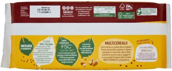 Misura Multicereali Crackers Farro, Grano Saraceno e Quinoa 350g retro