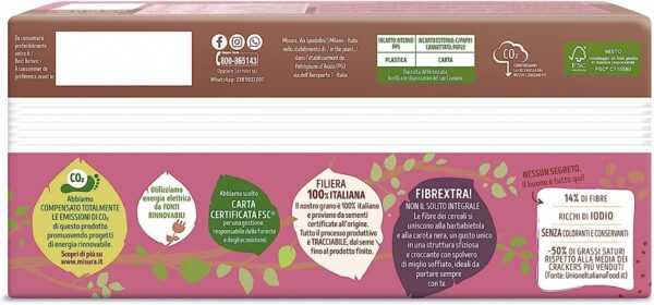 Misura Fibrextra Crackers Integrali Barbabietola e Carota Nera 385g retro