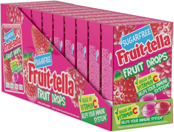 Fruit-tella Fruit Drops Astuccio Fragola e Lampone Box 10x45g