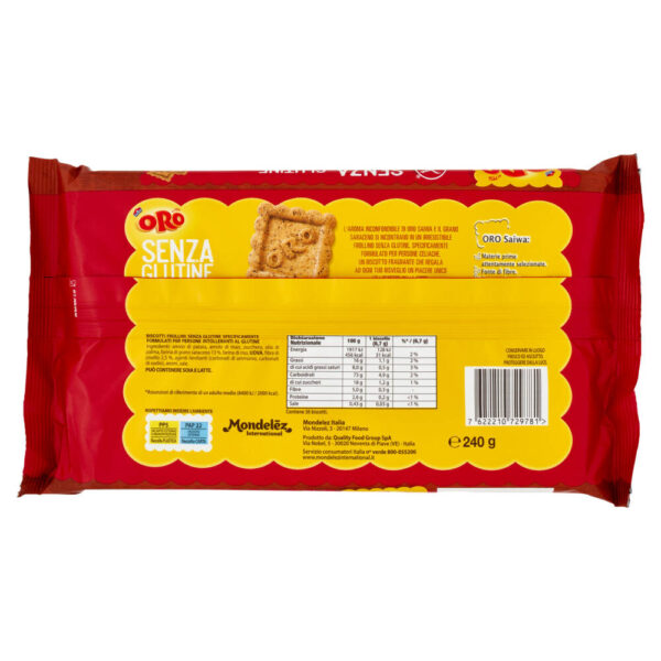 Oro Saiwa Frollini Senza Glutine Grano Saraceno 240g retro