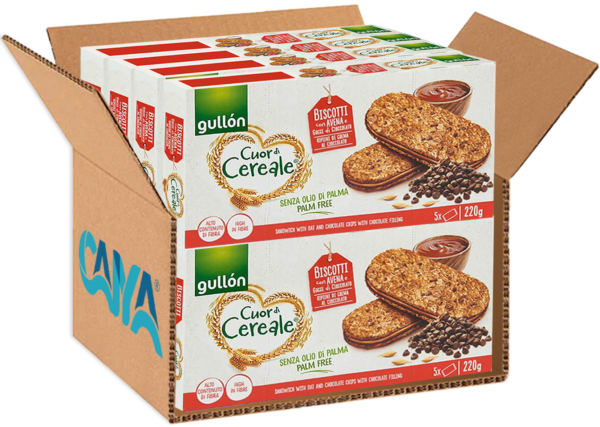 Gullon Cuor di Cereale Ripieno e Gocce di Cioccolato 220g box