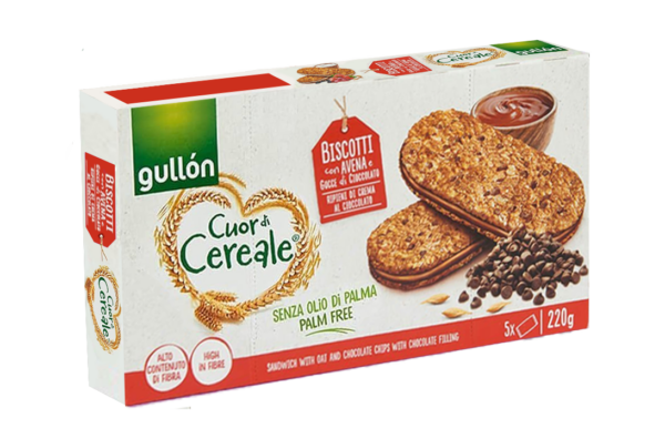 Gullon Cuor di Cereale Ripieno e Gocce di Cioccolato 220g