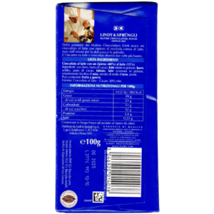 Lindt Tavoletta Cuor di latte 100g retro