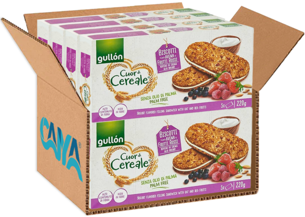 Gullon Cuor di Cereale Ripieno e Frutti Rossi 220g box