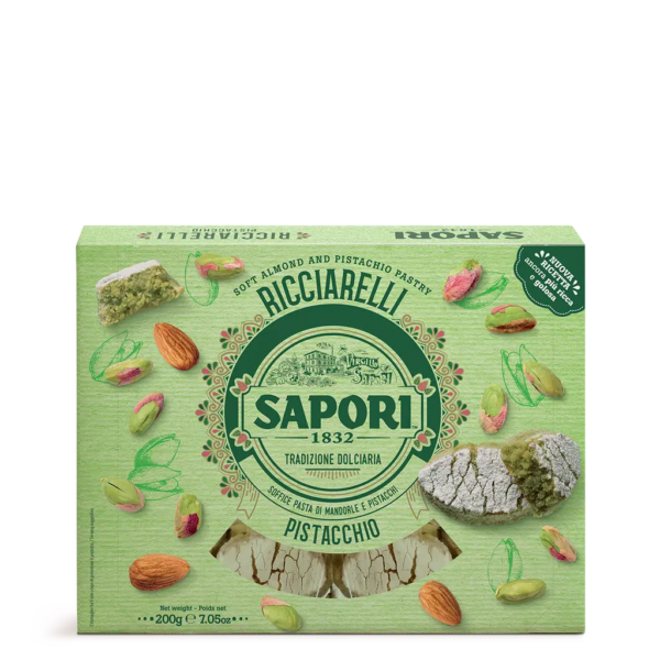 Sapori Ricciarelli con Pasta di Mandorle e Pistacchi 200g