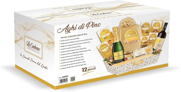Le Cadeau Cesto Aghi di Pino con 12 Pezzi