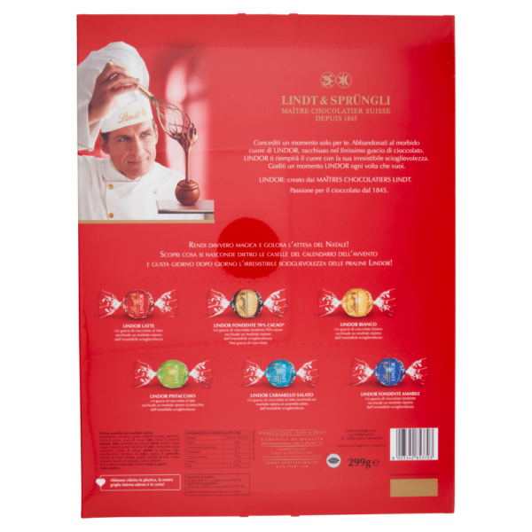 Lindt Lindor Calendario dell'Avvento 299g retro