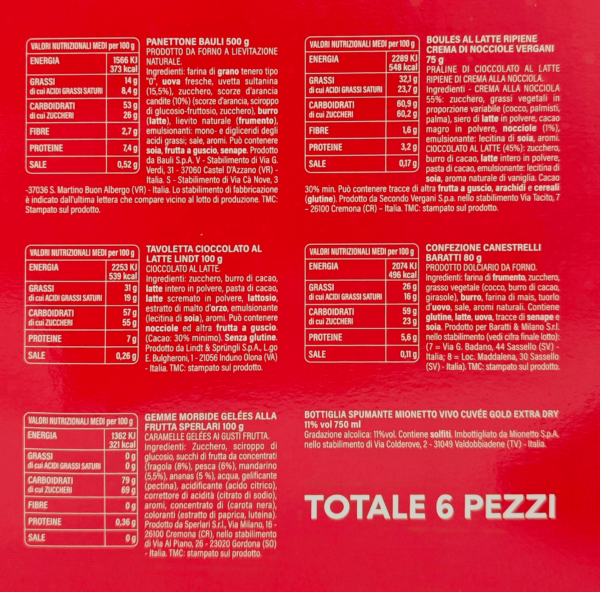 Le Cadeau Strenna Dolce Natale Panettone 6 Pezzi ingredienti