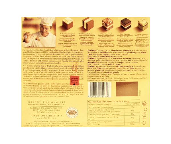 Lindt Confezione Mini Cremini 165g retro