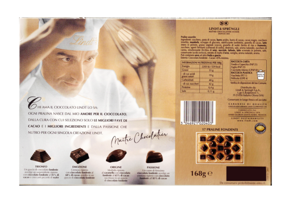 Lindt Dolci Capolavori Scatola Extra Fondente 168g retro