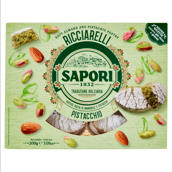 Sapori Ricciarelli con Pasta di Mandorle e Pistacchi 200g