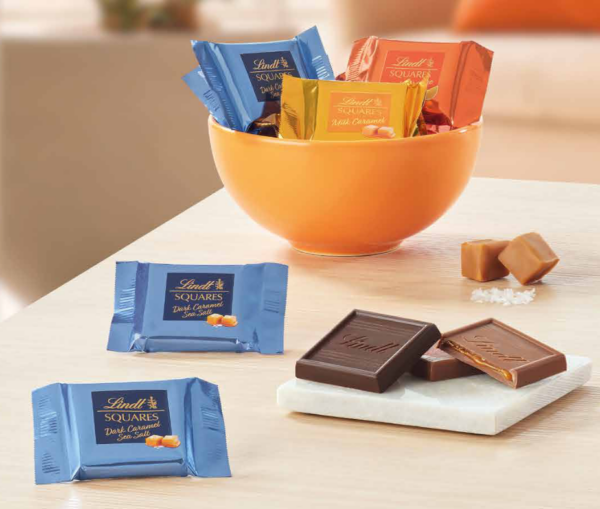 Lindt Lindor Squares Cioccolato Fondente e Caramello Salato Bocca di Lupo 1200g