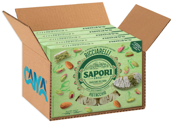 Sapori Ricciarelli con Pasta di Mandorle e Pistacchi 200g box