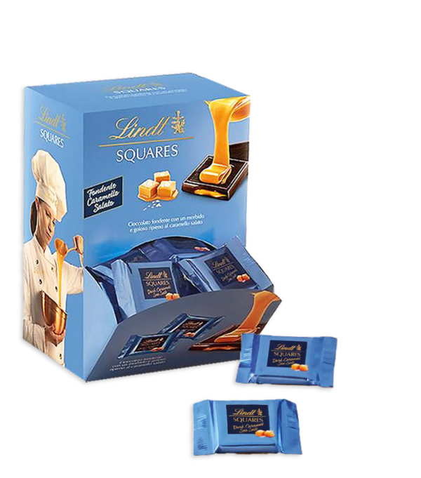 Lindt Lindor Squares Cioccolato Fondente e Caramello Salato Bocca di Lupo 1200g
