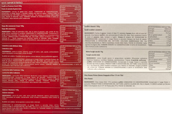 Regalidea Strenna Sapori di Natale 8 Pezzi ingredienti