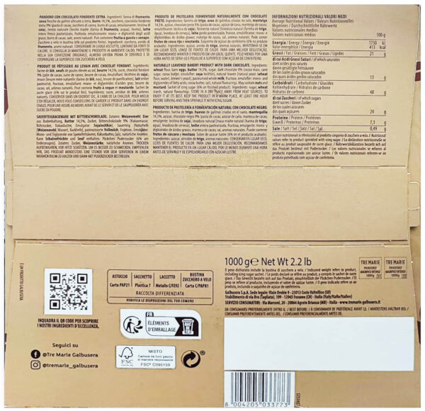 Tre Marie Pandoro Magnifico Intenso 1kg ingredienti