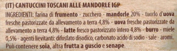 Sapori Cantuccini Toscani alle Mandorle 600g ingredienti