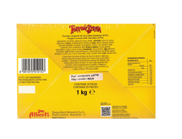 Strega Torrone Ricoperto di Cioccolato 1kg ingredienti
