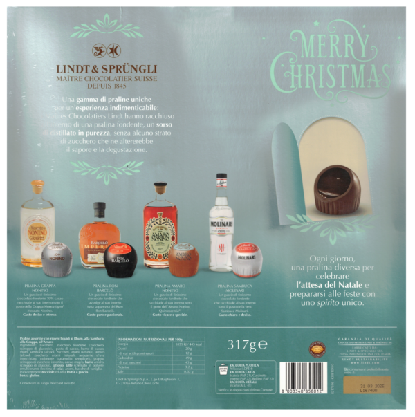 Lindt Calendario dell'Avvento Le Alcoliche 317g retro