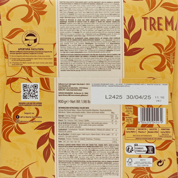 Tre Marie Panettone Caramel Dorè 900g retro