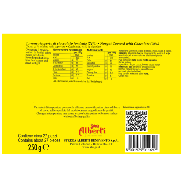 Strega Torroncini Ricoperti di Cioccolato Fondente 250g ingredienti