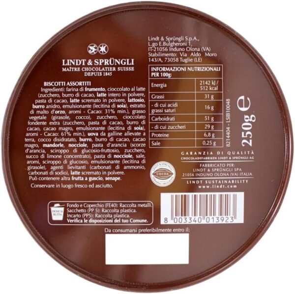 Lindt Patisserie Confezione in Latta 250g retro