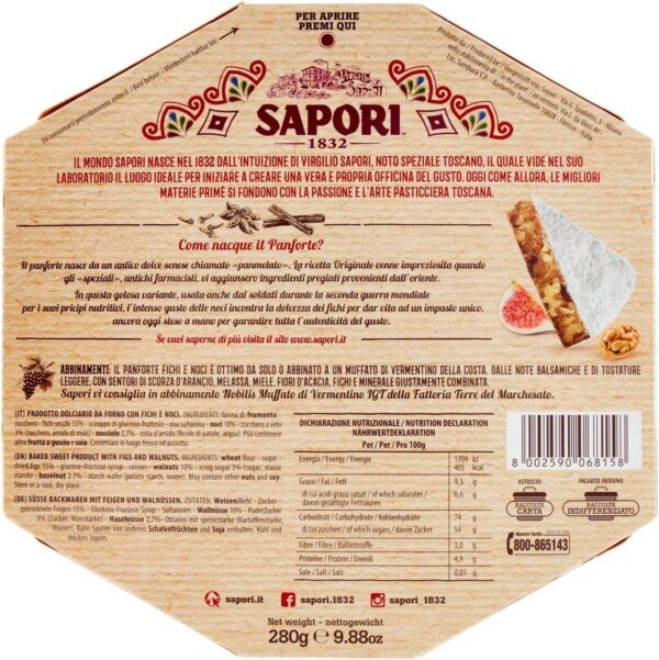 Sapori Panforte Fichi e Noci 280g retro