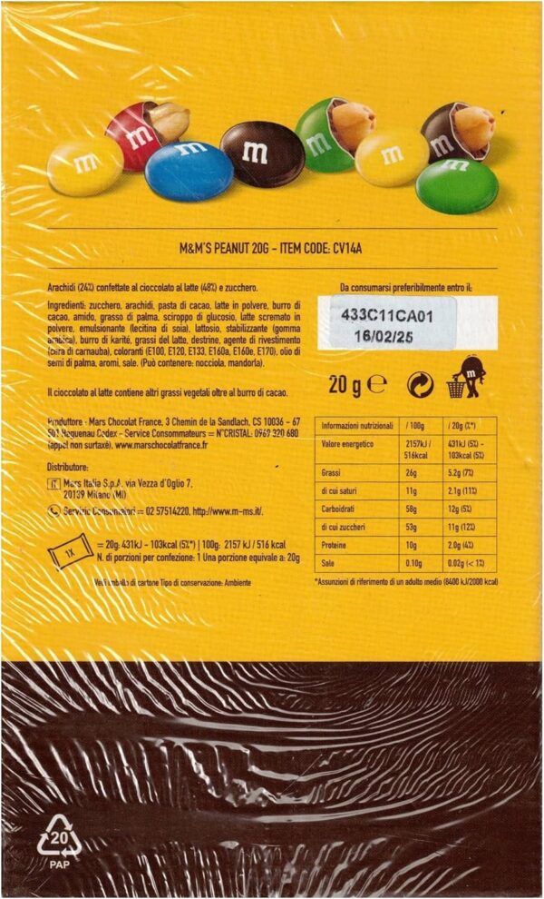M&M'S Bocca di Lupo 60x20g retro