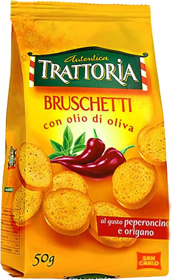 Autentica Trattoria San Carlo Bruschetti Crostini Peperoncino e Origano Box 10x50g