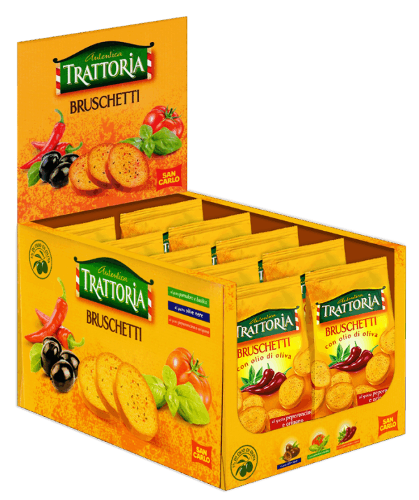 Autentica Trattoria San Carlo Bruschetti Crostini Peperoncino e Origano Box 10x50g
