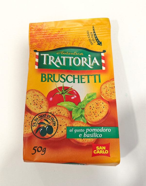 Autentica Trattoria San Carlo Bruschetti Crostini Pomodoro e Basilico Box 10x50g