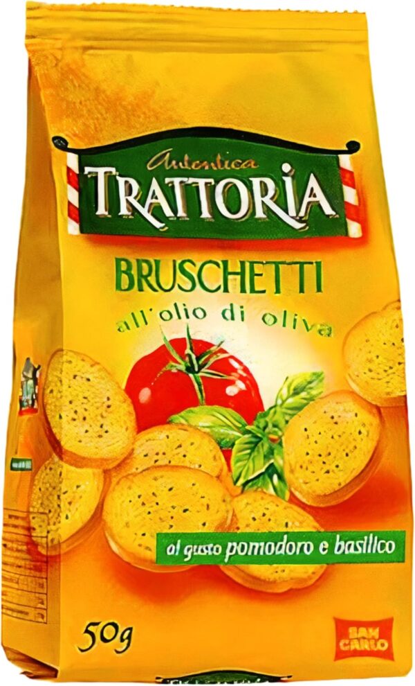 Autentica Trattoria San Carlo Bruschetti Crostini Pomodoro e Basilico Box 10x50g