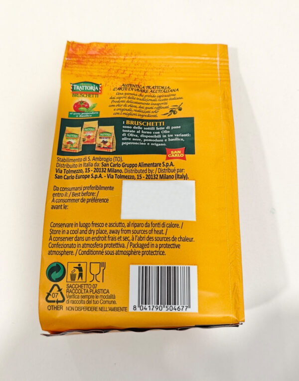 Autentica Trattoria San Carlo Bruschetti Crostini Pomodoro e Basilico Box 10x50g retro