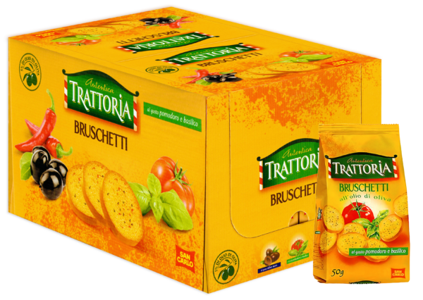 San Carlo Bruschetti "Autentica Trattoria" Crostini Pomodoro e Basilico 10x50g box