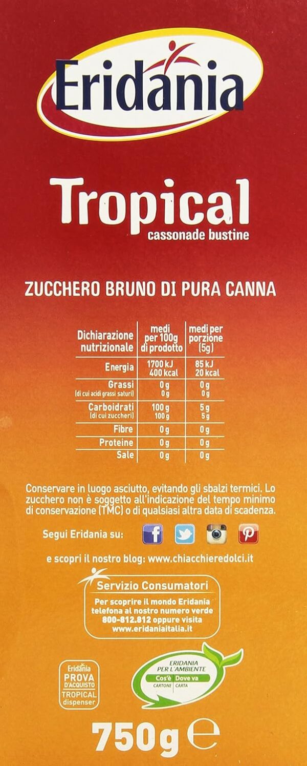 Eridania Zucchero di Canna in bustine 750g