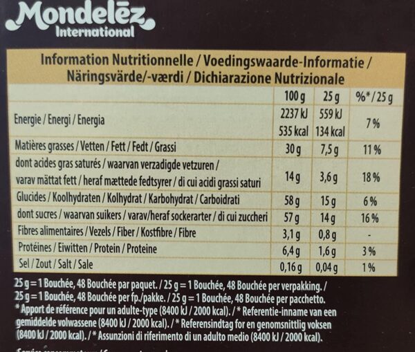 Cote D'Or Bouchee Box 48x25g ingredienti