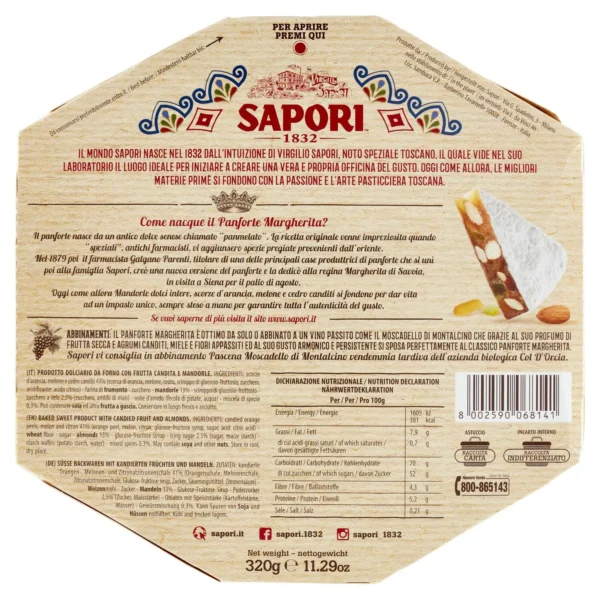 Sapori Panforte Margherita 320g retro