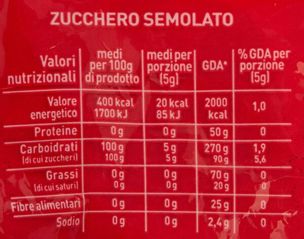 Zucchero Semolato Bianco Classico In Bustine Monodose 500g tab