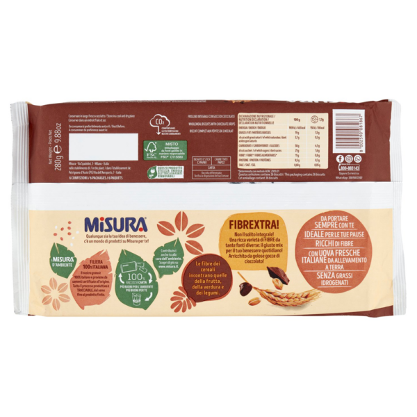 Misura Fibrextra Biscotti Farina Integrale con Gocce Cioccolato 280g