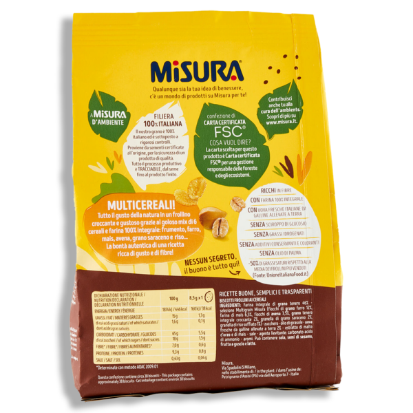 Misura Multicereali Biscotti con Farro, Mais e Avena 330g retro