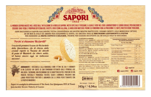 Sapori Ricciarelli Mandorla 140g retro