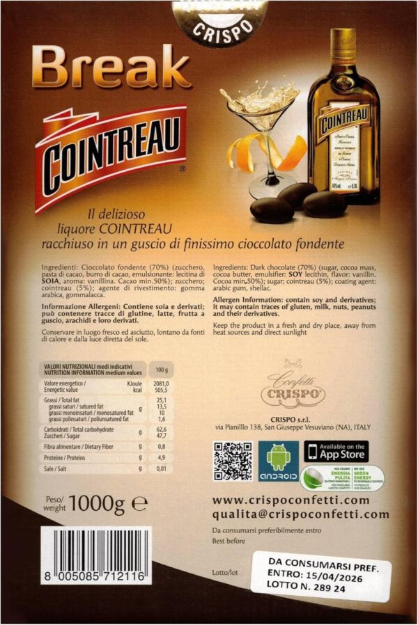 Crispo Break Cointreau Cioccolato Fondente Ripieno di Liquore 1kg