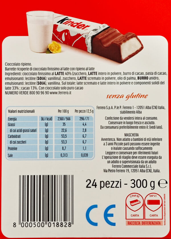 Kinder Cioccolato Mezzo Metro Carnevale T24 300g