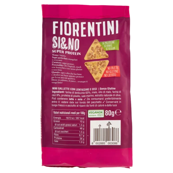 Fiorentini Si&No Super Protein Mini Gallette Lenticchie e Ceci 80g retro