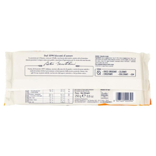 Gentilini Osvego Biscotti al Miele con Grani Antichi 250g retro