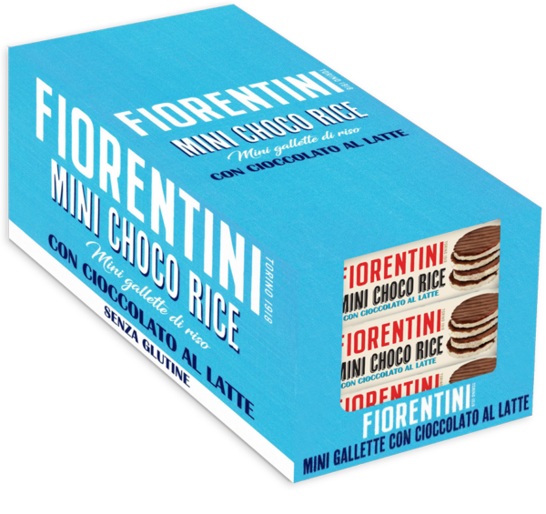 Fiorentini Mini Choco Rice Gallette di Riso con Cioccolato a Latte Box 24x16g box azzurro