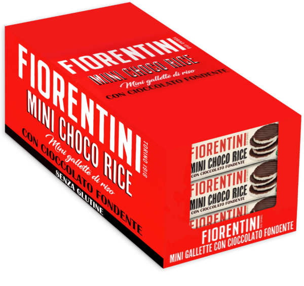 Fiorentini Mini Choco Rice Gallette di Riso con Cioccolato Fondente Box 24x16g box rosso