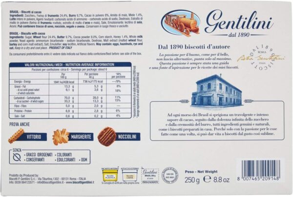 Gentilini Biscotti brasil al Cacao 250g retro