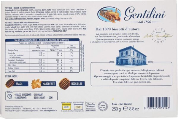 Gentilini Biscotti Vittorio al Profumo di Limone 250g retro
