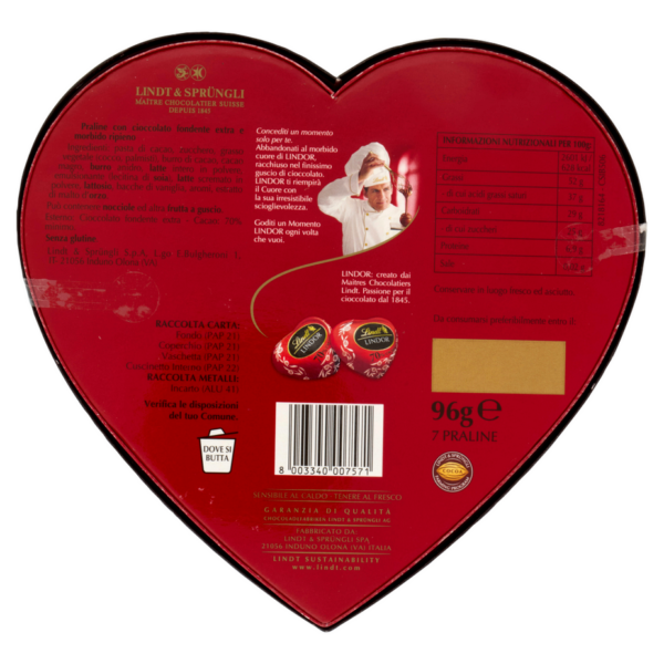 Lindt Lindor Scatola Cuore Fondente 70% 96g